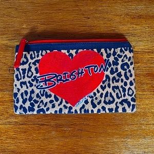 Brighton 2020 Red Heart Leopard Print Canvas Clutch Pouch Cosmetic Zip Top Bag